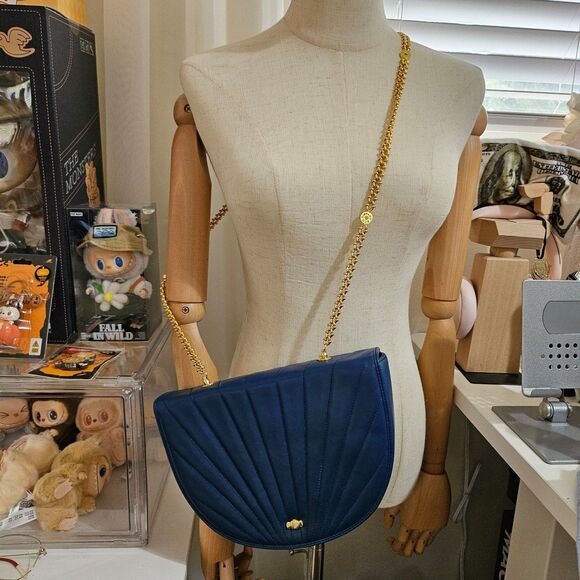 Vintage Tiffany & Co. 2-Way Suede Blue Genuine Leather Crossbody Handbag Bag - Picture 8 of 11